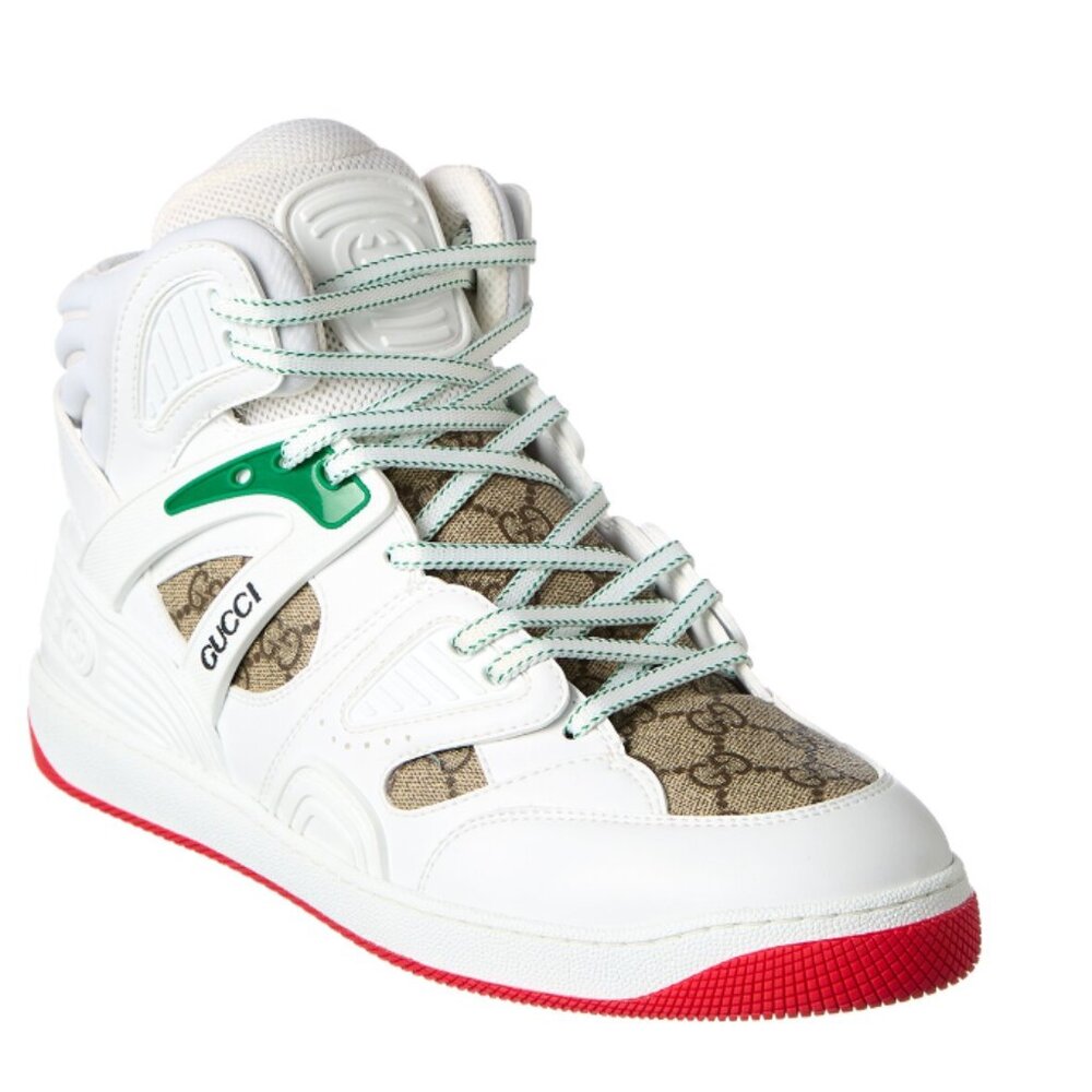 Gucci Basket High Sneaker - White Demetra Red